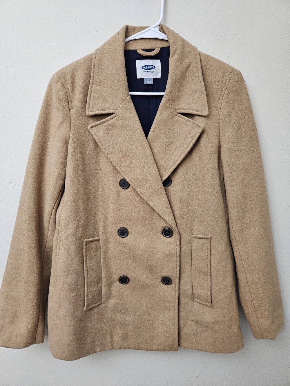 Old Navy Camel Double-Breasted Wool-Blend Peacoat Size M